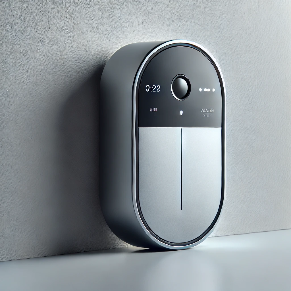 DALL·E 2024 10 14 11.41.46 A sleek modern sensor device designed for people counting with a focus on privacy and accuracy. The device features a minimalist stylish appearance